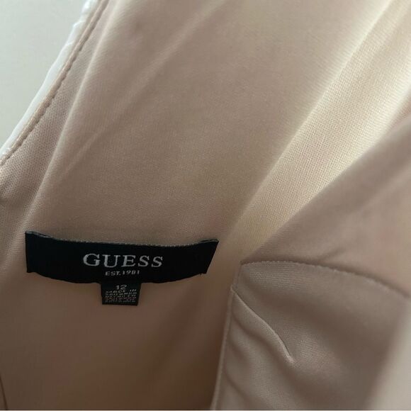 Guess | white and nude embroidered mesh sleeveless sheath dress | size 12 NWT - Picture 8 of 9